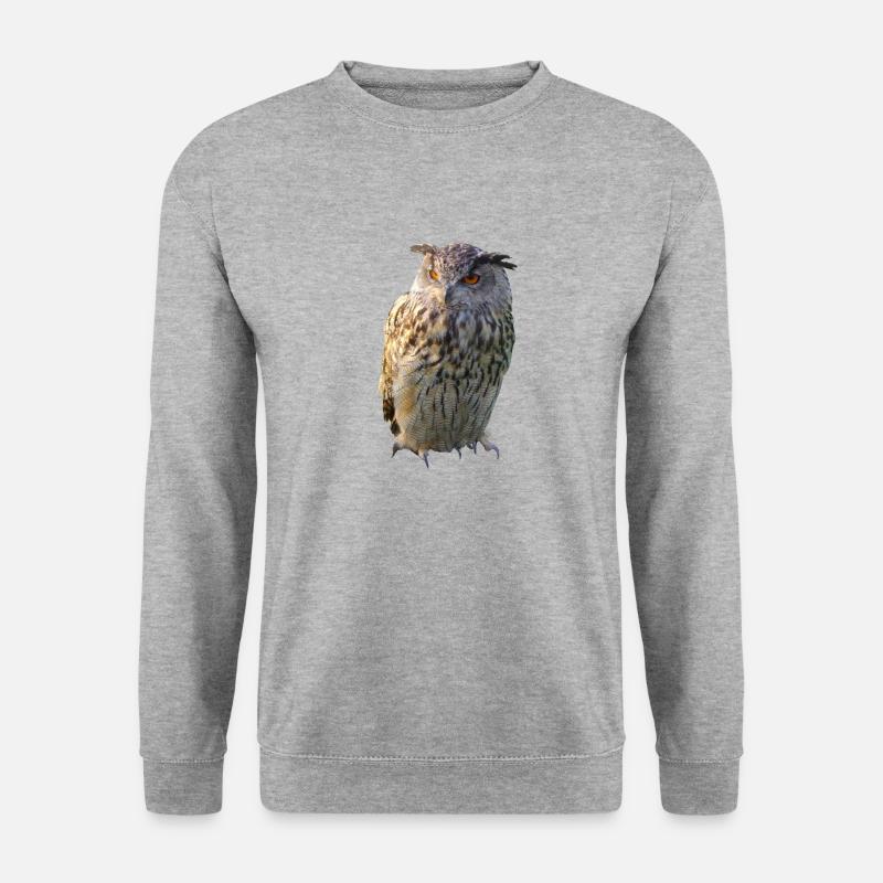 Eule - Unisex Pullover - Weißgrau meliert