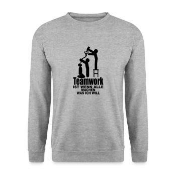 teamwork malle mallorca - Unisex Pullover - Weißgrau meliert - Vorne - Alina (178cm) & Michal (187cm)