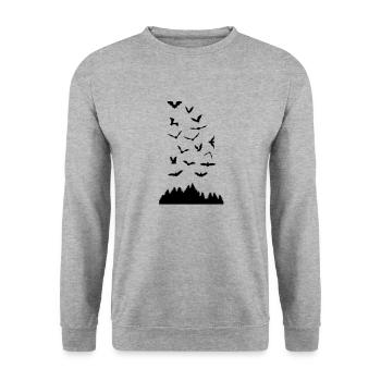 Fledermäuse und Wald, fledermaus - Unisex Pullover - Weißgrau meliert - Vorne - Alina (178cm) & Michal (187cm)
