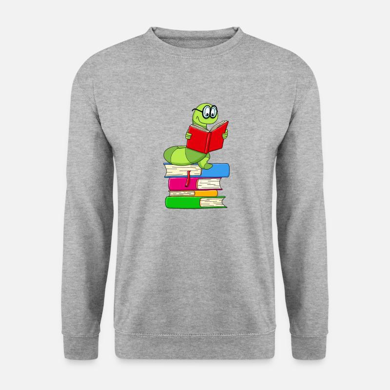 Bücherwurm - Unisex Pullover - Weißgrau meliert