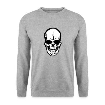 tete de mort skull crane - Sweat-shirt Unisexe - gris chiné - Devant - Alina (178cm) & Michal (187cm)
