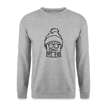 idyllisch zaun garten haus häuschen eigenheim wohn - Unisex Pullover - Weißgrau meliert - Vorne - Alina (178cm) & Michal (187cm)