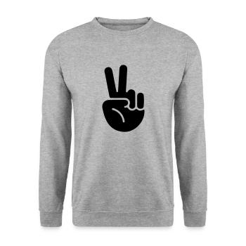 peace hand - Unisex Pullover - Weißgrau meliert - Vorne - Alina (178cm) & Michal (187cm)
