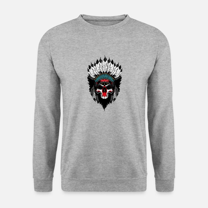 skull indian - Unisex Pullover - Weißgrau meliert