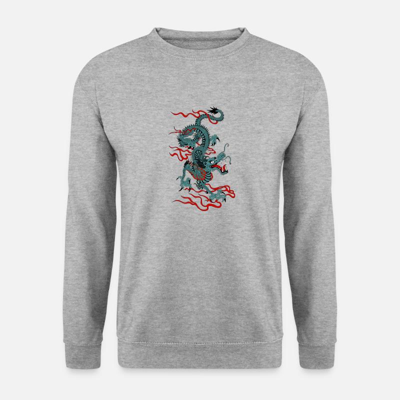 Drache Glücksdrache Neues Jahr - Unisex Pullover - Weißgrau meliert