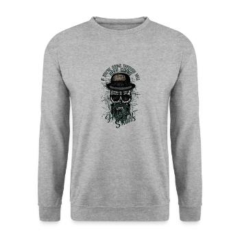 Hipster Schädel Schädel Schädel Piratenzitat - Unisex Pullover - Weißgrau meliert - Vorne - Alina (178cm) & Michal (187cm)