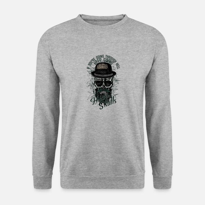 Hipster Schädel Schädel Schädel Piratenzitat - Unisex Pullover - Weißgrau meliert