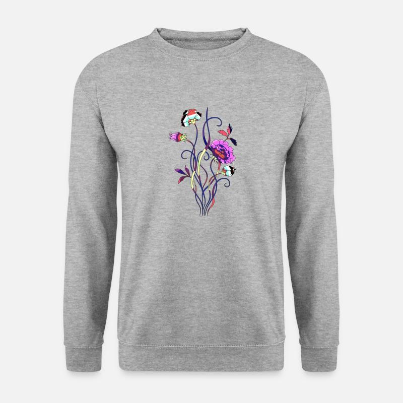 Blumen - Unisex Pullover - Weißgrau meliert