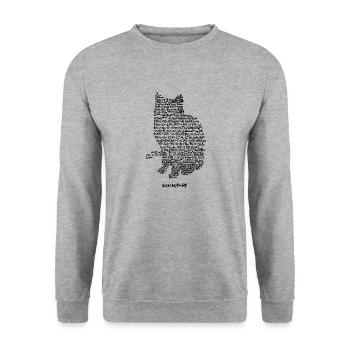 Katze Professor Geschenk Physik Schule Atom - Unisex Pullover - Weißgrau meliert - Vorne - Alina (178cm) & Michal (187cm)