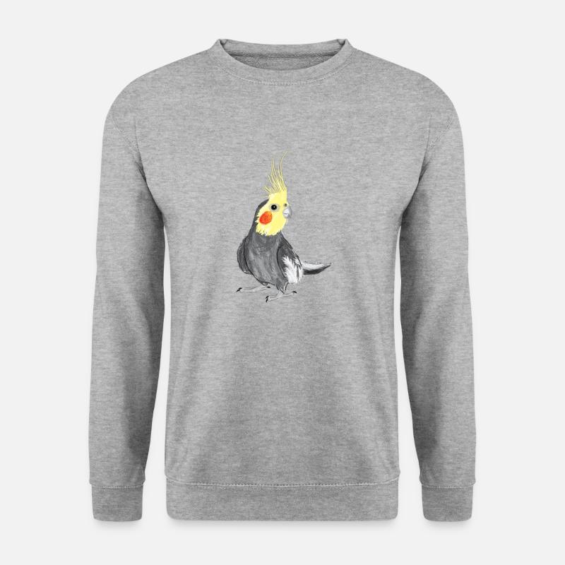 Nymphensittich / Cockatiel I - Unisex Pullover - Weißgrau meliert