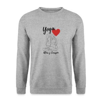 Yoga Soul und Heart Serie - Unisex Pullover - Weißgrau meliert - Vorne - Alina (178cm) & Michal (187cm)