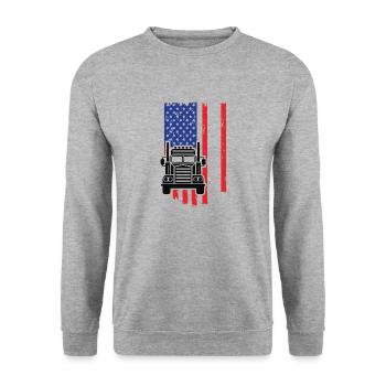 USA LKW - Unisex Pullover - Weißgrau meliert - Vorne - Alina (178cm) & Michal (187cm)