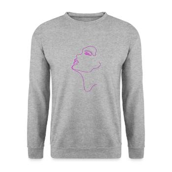Dessin au trait silhouette féminine Visages féminins visage - Sweat-shirt Unisexe - gris chiné - Devant - Alina (178cm) & Michal (187cm)