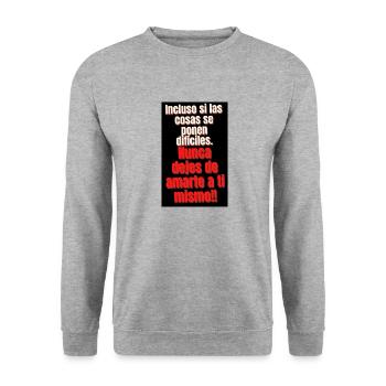 nunca dejes de amarte a ti mismo - Sweat-shirt Unisexe - gris chiné - Devant - Alina (178cm) & Michal (187cm)