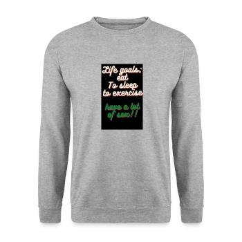 Lebensziele. essen,schlafen,zu trainieren - Unisex Pullover - Weißgrau meliert - Vorne - Alina (178cm) & Michal (187cm)