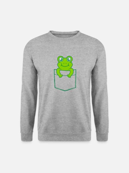 Unterwegs Hemdtasche Frosch Comic - Unisex Pullover - Weißgrau meliert