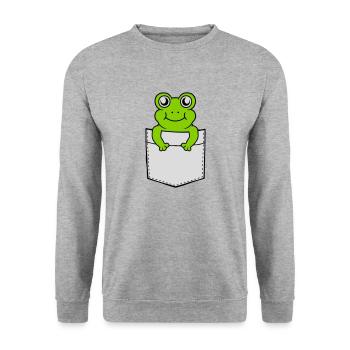 Breast pocket small sweet frog - Unisex Sweatshirt - salt & pepper - Front - Alina (178cm) & Michal (187cm)
