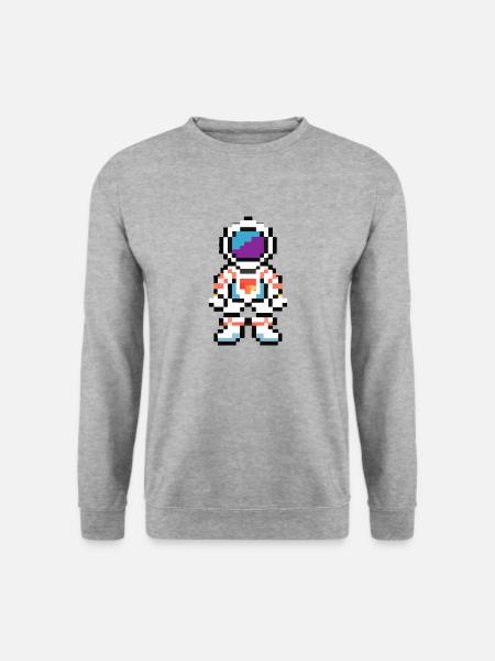 Astronaut verpixelt Weltraum Geschenkidee - Unisex Pullover - Weißgrau meliert