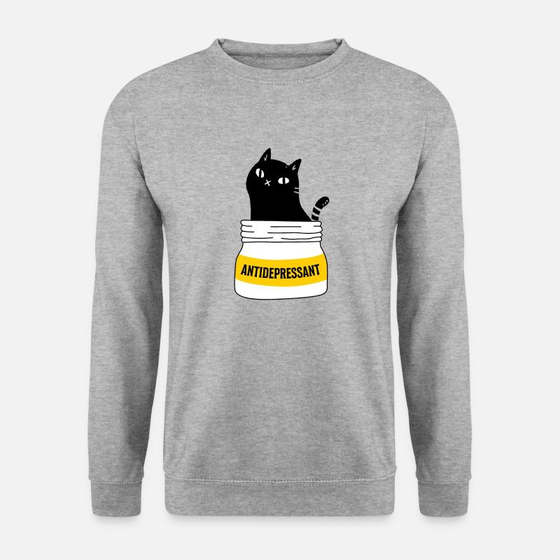 Antidepressant Cat - Unisex Pullover - Weißgrau meliert