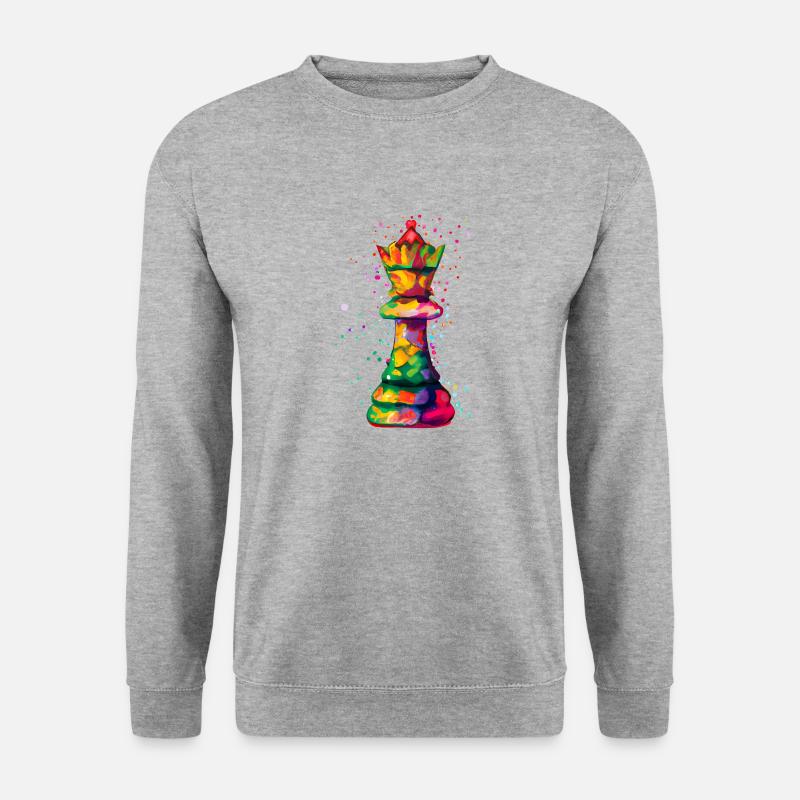 Kunst Schachfigur Königen - Unisex Pullover - Weißgrau meliert
