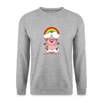 Das kleine Schweinhorn - Unisex Pullover - Weißgrau meliert - Vorne - Alina (178cm) & Michal (187cm)