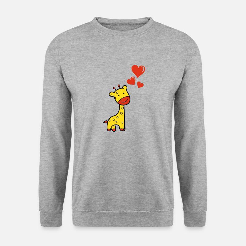 Giraffe verliebt - Unisex Pullover - Weißgrau meliert