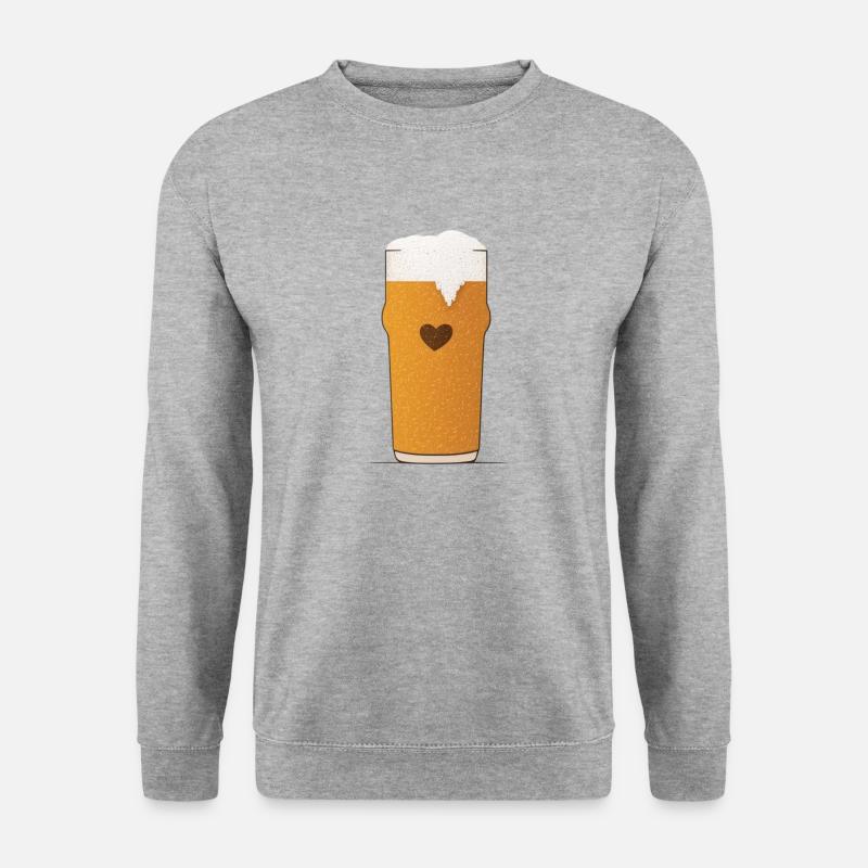 Bierliebe Bierglas Herz - Unisex Pullover - Weißgrau meliert