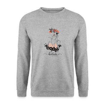 Modern art, Art line, believe in your dream - Unisex Sweatshirt - salt & pepper - Front - Alina (178cm) & Michal (187cm)