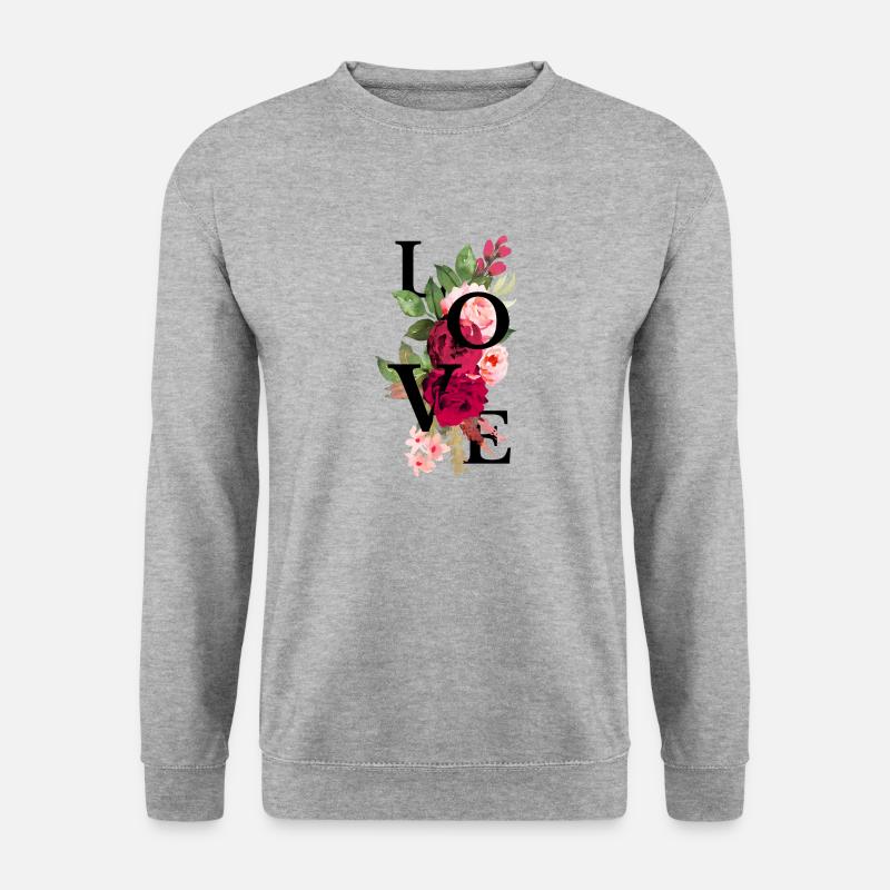 Liebe Blumen - Unisex Pullover - Weißgrau meliert