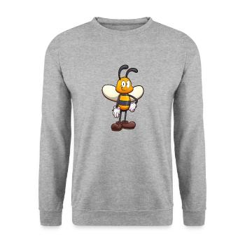 Friendly Cute Cartoon Bee - Unisex Sweatshirt - salt & pepper - Front - Alina (178cm) & Michal (187cm)