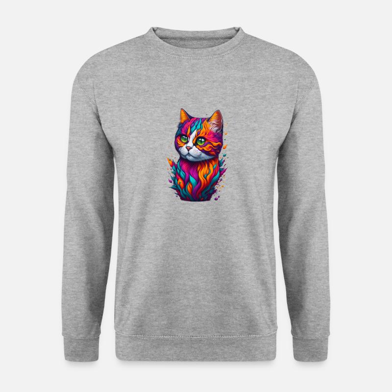 Katze 6 - Unisex Pullover - Weißgrau meliert