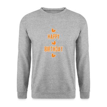 ALLES GUTE ZUM GEBURTSTAG. ALLES GUTE ZUM GEBURTSTAG. JAHRESTAG. - Unisex Pullover - Weißgrau meliert - Vorne - Alina (178cm) & Michal (187cm)