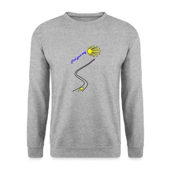 Pèlerinage du Camino de Santiago - Sweat-shirt Unisexe - gris chiné - Devant - Alina (178cm) & Michal (187cm)