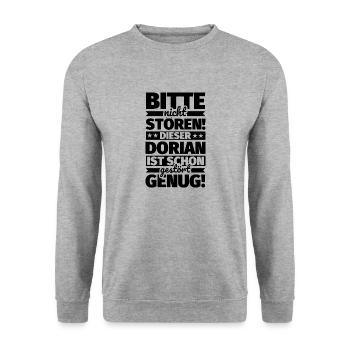 dorian Vorname Geschenke lustiger Spruch - Unisex Pullover - Weißgrau meliert - Vorne - Alina (178cm) & Michal (187cm)