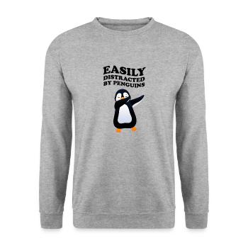 Easily Distracted By Penguins Penguin Dab Dabbing - Unisex Sweatshirt - salt & pepper - Front - Alina (178cm) & Michal (187cm)
