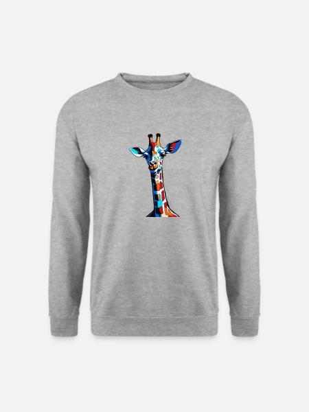 Bunte Graffiti Giraffe - Unisex Pullover - Weißgrau meliert