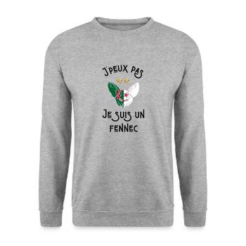 je Ne peux pas je suis un fennec algérien - Sweat-shirt Unisexe - gris chiné - Devant - Alina (178cm) & Michal (187cm)