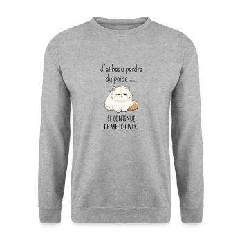 J’ai beau perdre poids il continue de me trouver - Sweat-shirt Unisexe - gris chiné - Devant - Alina (178cm) & Michal (187cm)