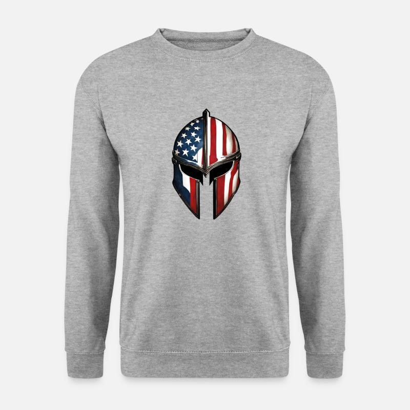 Spartanischer Helm - Unisex Pullover - Weißgrau meliert