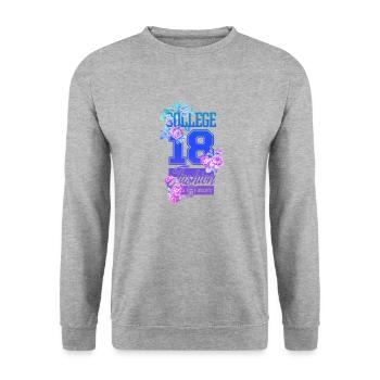 Schöne weibliche Malkunst Gesicht bunte Frau - Unisex Pullover - Weißgrau meliert - Vorne - Alina (178cm) & Michal (187cm)