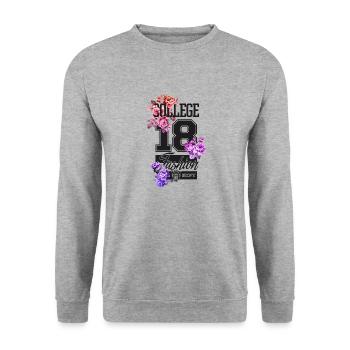 Schöne weibliche Malkunst Gesicht bunte Frau - Unisex Pullover - Weißgrau meliert - Vorne - Alina (178cm) & Michal (187cm)