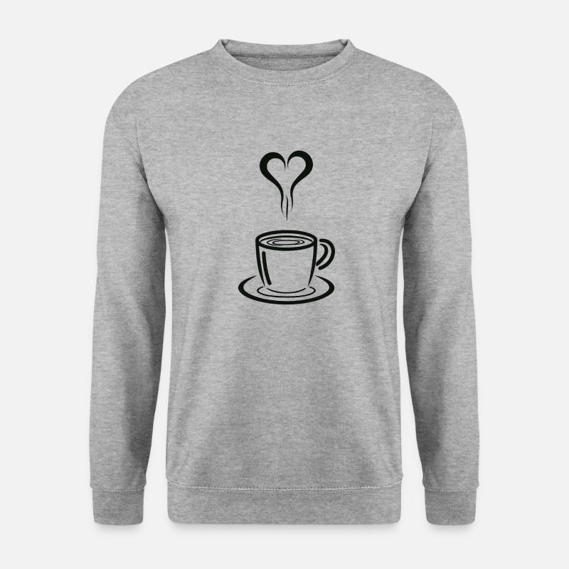 Kaffetasse, Teetasse, Baristaliebe - Unisex Pullover - Weißgrau meliert