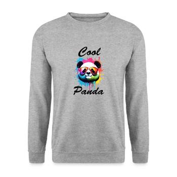 Panda / Animal / Zoo / Bamboo / Wild / Childlike - Unisex Sweatshirt - salt & pepper - Front - Alina (178cm) & Michal (187cm)