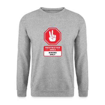 Biker - Unisex Pullover - Weißgrau meliert - Vorne - Alina (178cm) & Michal (187cm)