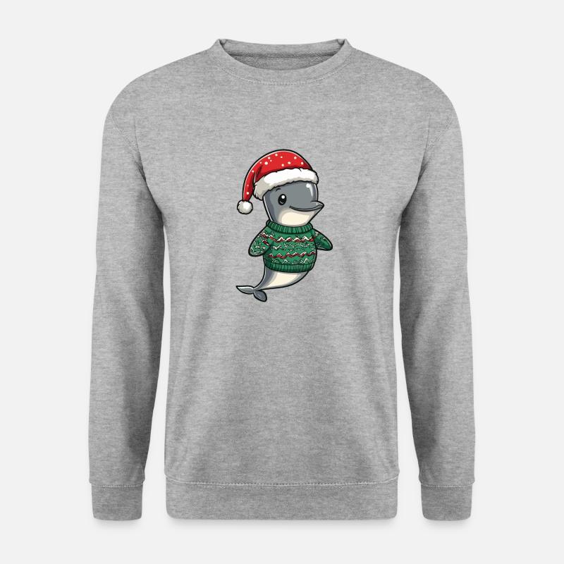 Delfin Weihnachten - Unisex Pullover - Weißgrau meliert