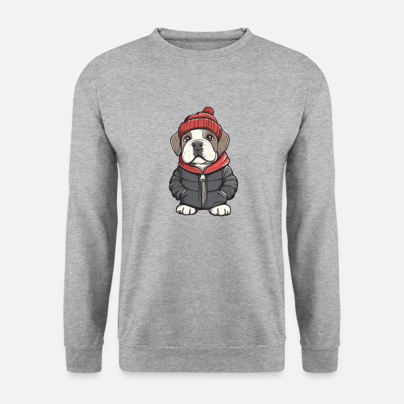 Mastiff Hund Winter - Unisex Pullover - Weißgrau meliert