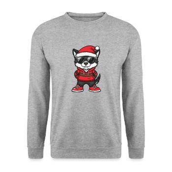 Akita Chien Noël Noël - Sweat-shirt Unisexe - gris chiné - Devant - Alina (178cm) & Michal (187cm)