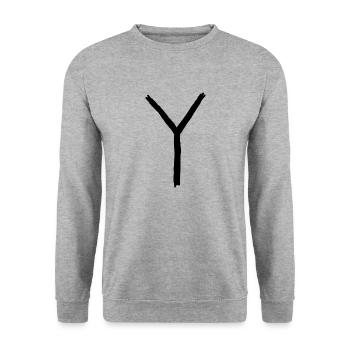 Buchstaben Y - Unisex Pullover - Weißgrau meliert - Vorne - Alina (178cm) & Michal (187cm)