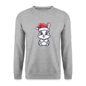Hase Weihnachten - Unisex Pullover - Weißgrau meliert - Vorne - Alina (178cm) & Michal (187cm)