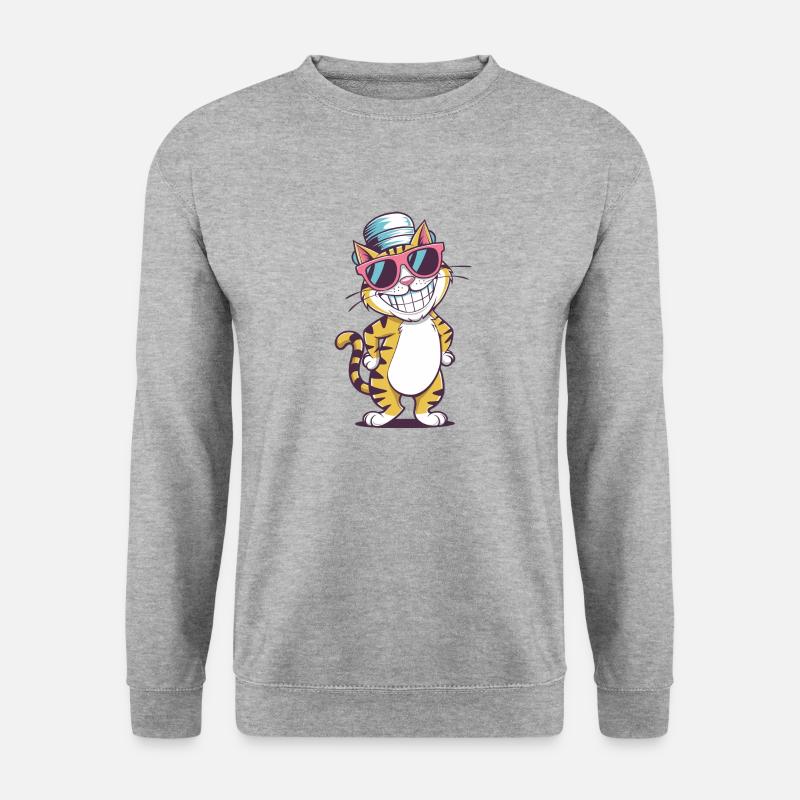 Cool Cat Vibes - Unisex Pullover - Weißgrau meliert